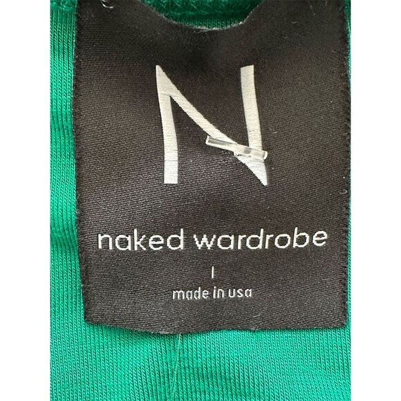 Naked Wardrobe Women's Green Cropped T-Shirt Size L Casual Spring - Picture 4 of 7